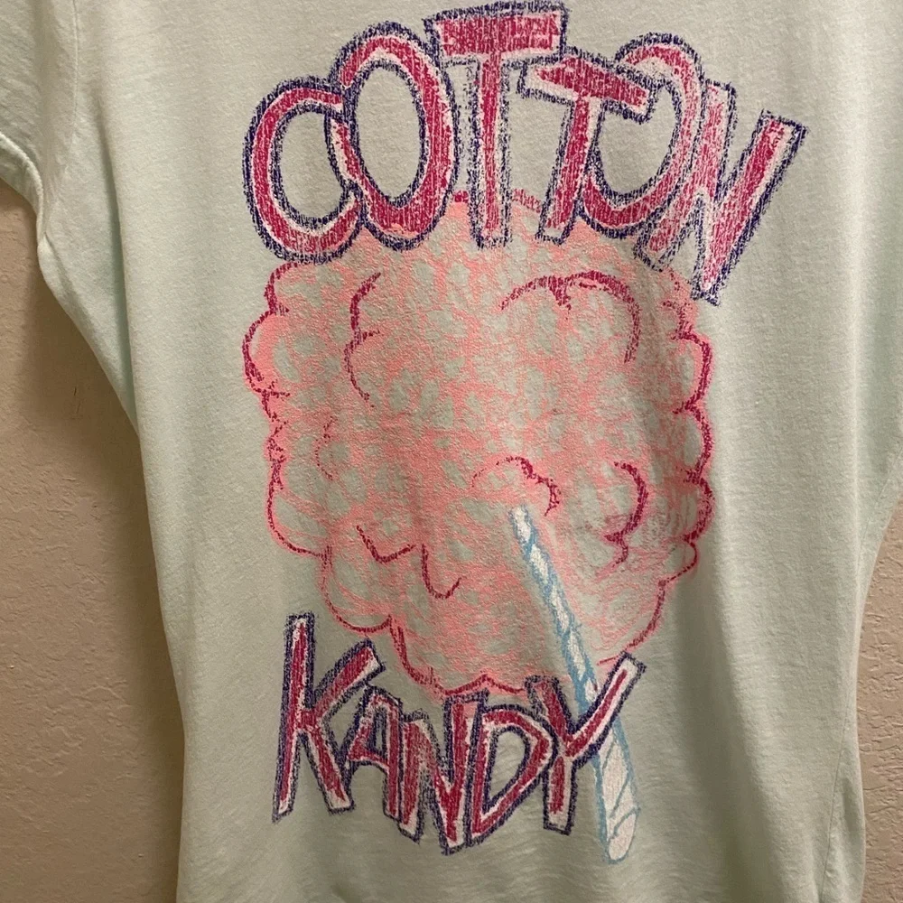 MadeULook Y2K Seafoam Green “Cotton Kandy” Short Sleeve Graphic Tee Size L